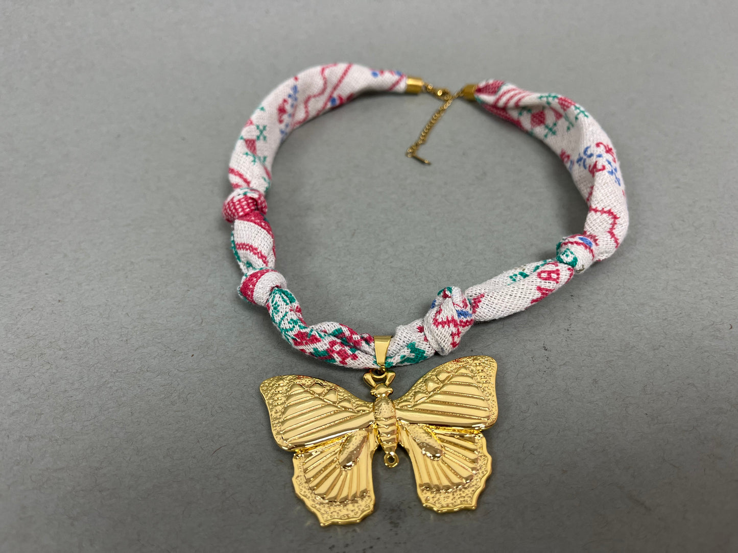 Gold Butterfly Scarf Style Necklace