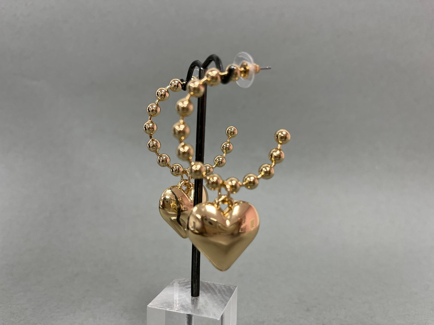 Studded Heart Hoops (silver and gold!)