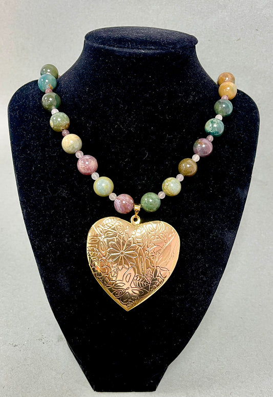 Colorful Bead Large Heart Necklace