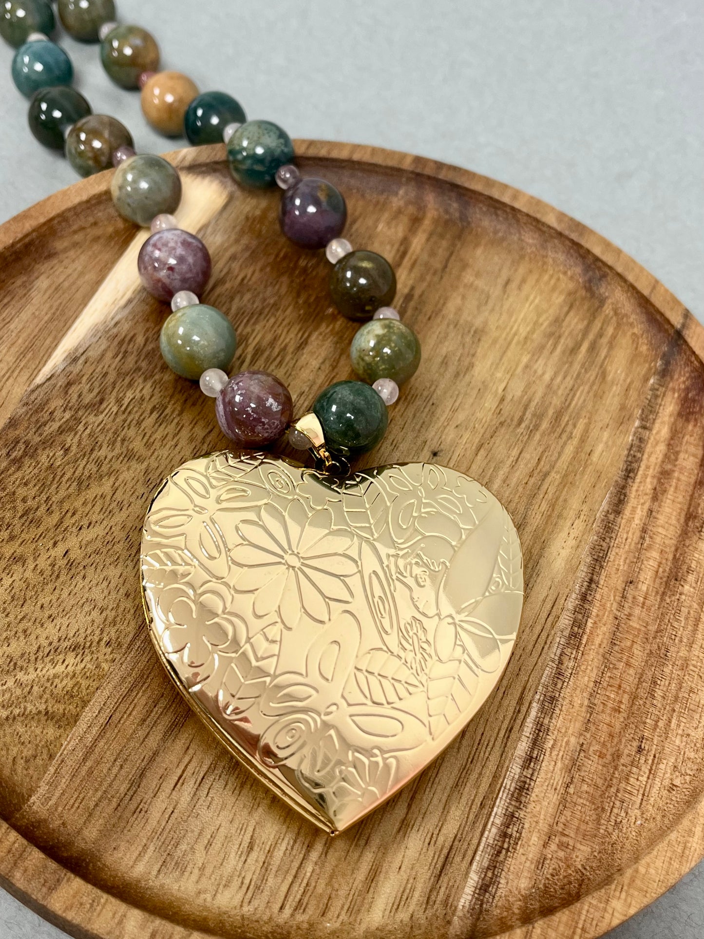 Colorful Bead Large Heart Necklace