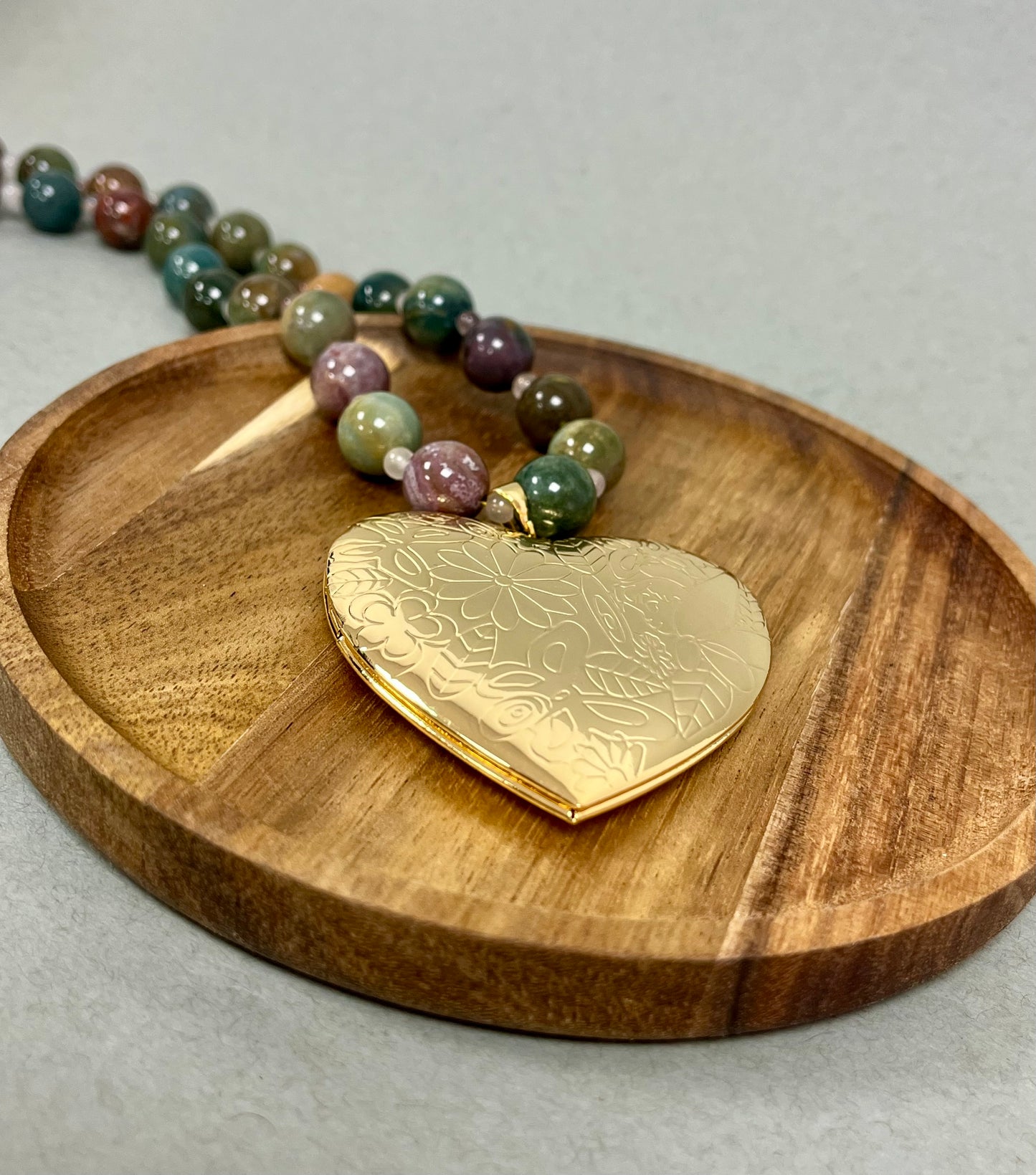 Colorful Bead Large Heart Necklace