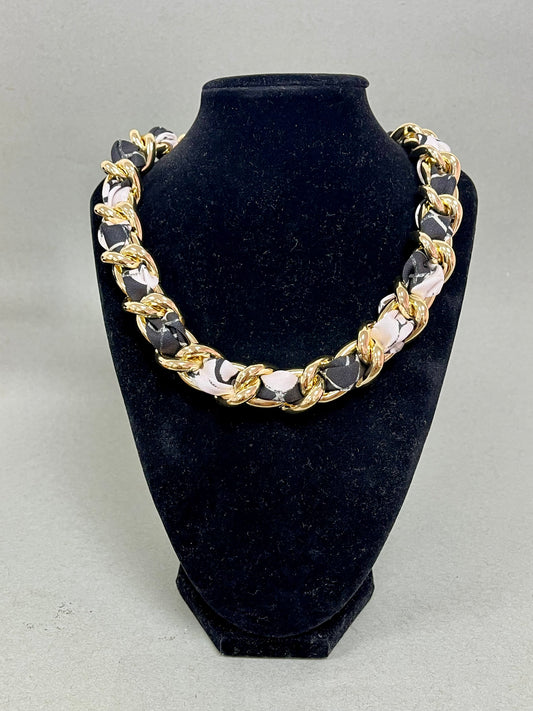 Scarf and Chain Necklace- 4 Colors