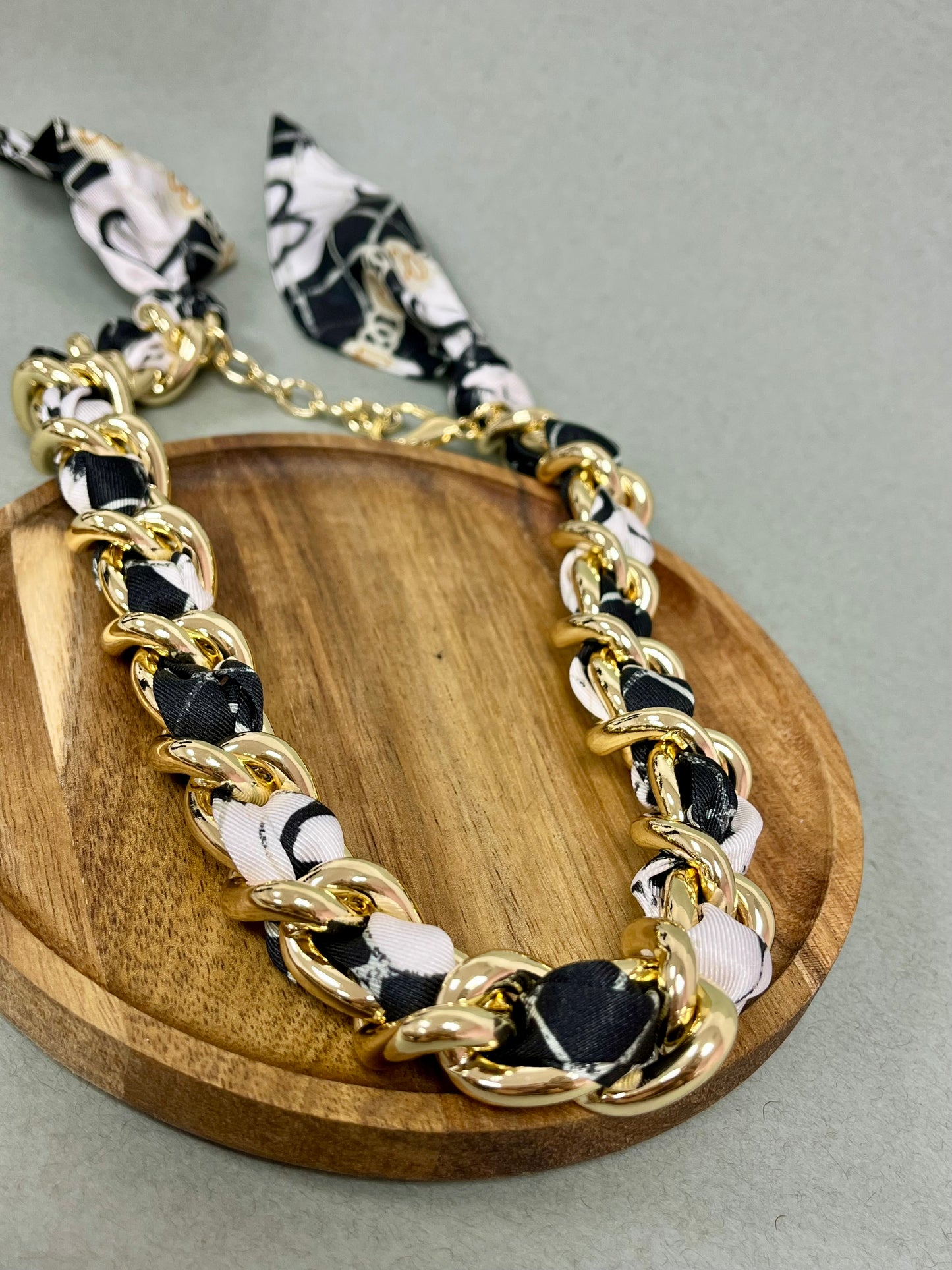 Scarf and Chain Necklace- 4 Colors