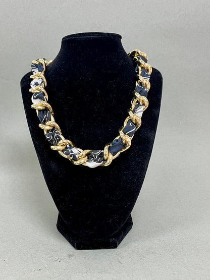 Scarf and Chain Necklace- 4 Colors