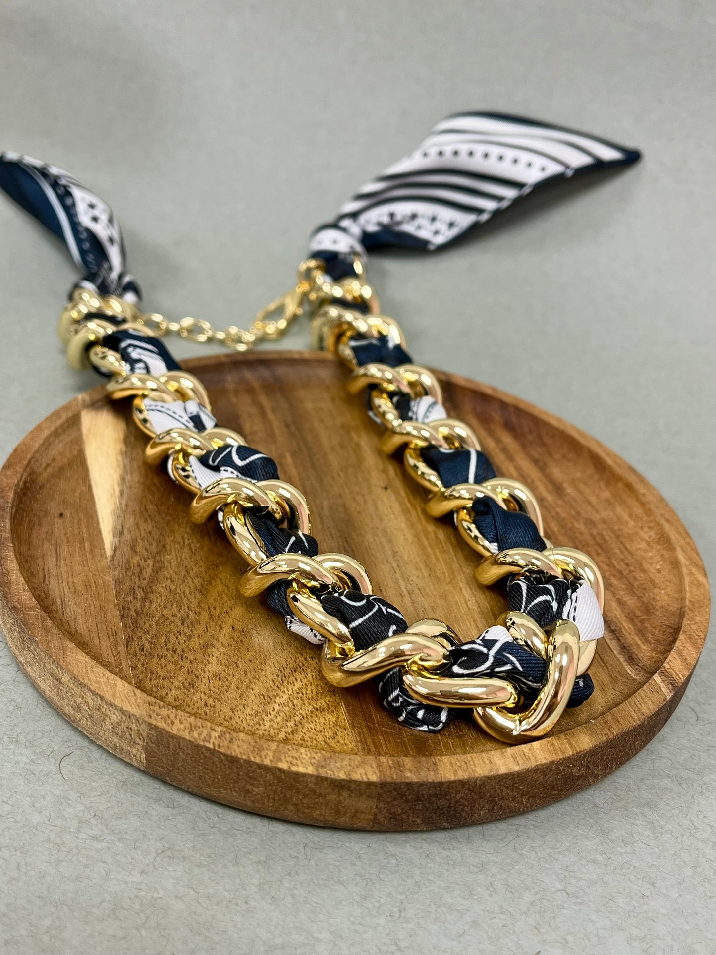 Scarf and Chain Necklace- 4 Colors