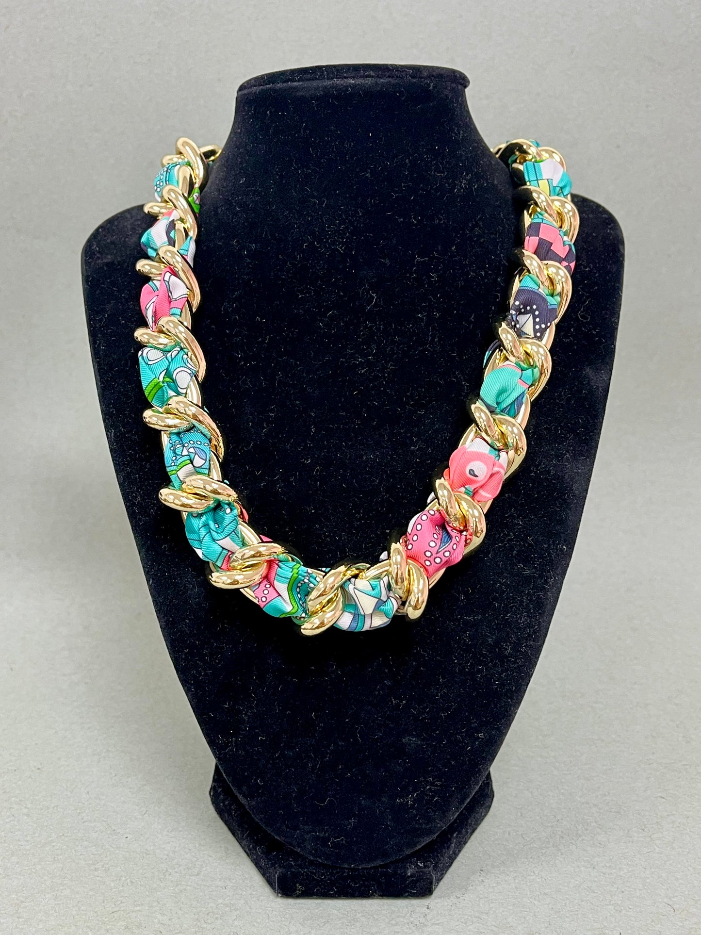 Scarf and Chain Necklace- 4 Colors