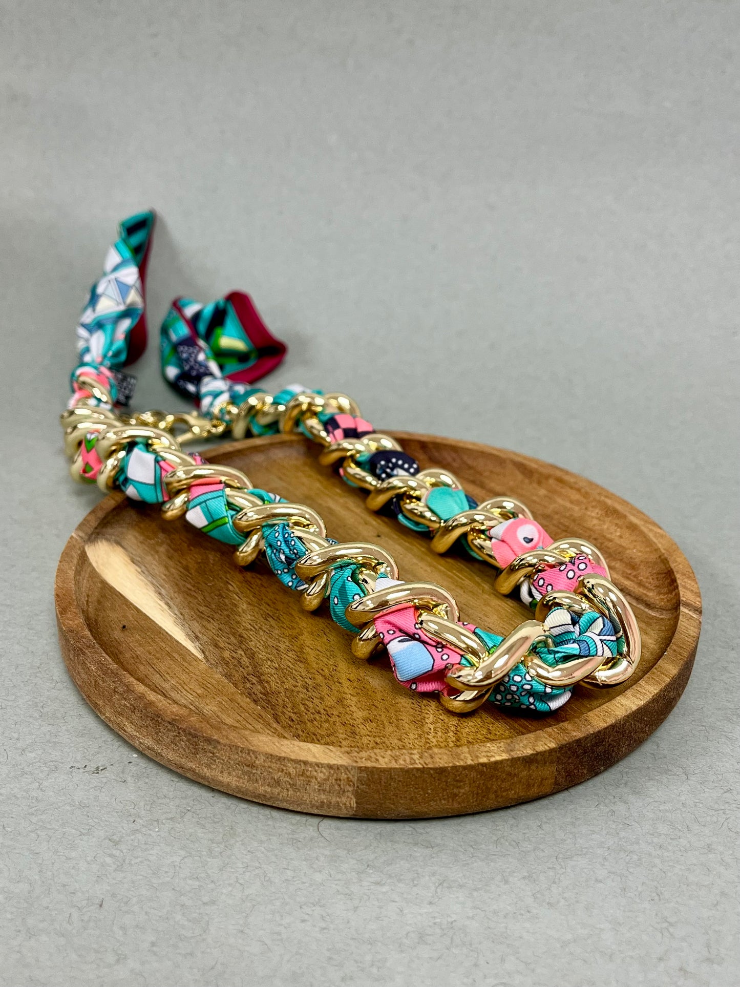 Scarf and Chain Necklace- 4 Colors