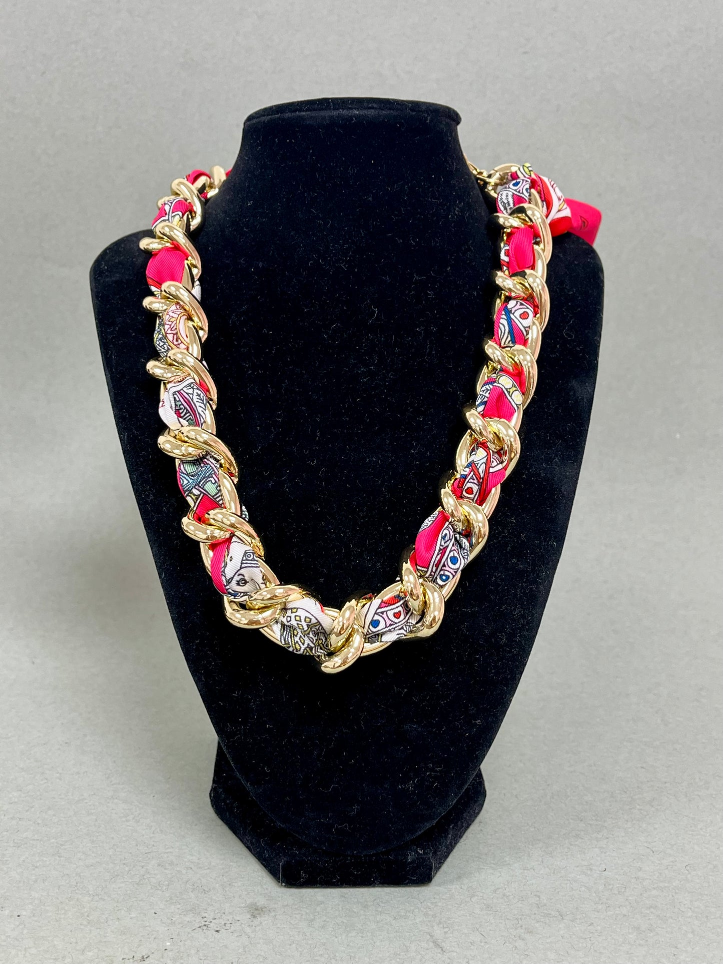 Scarf and Chain Necklace- 4 Colors