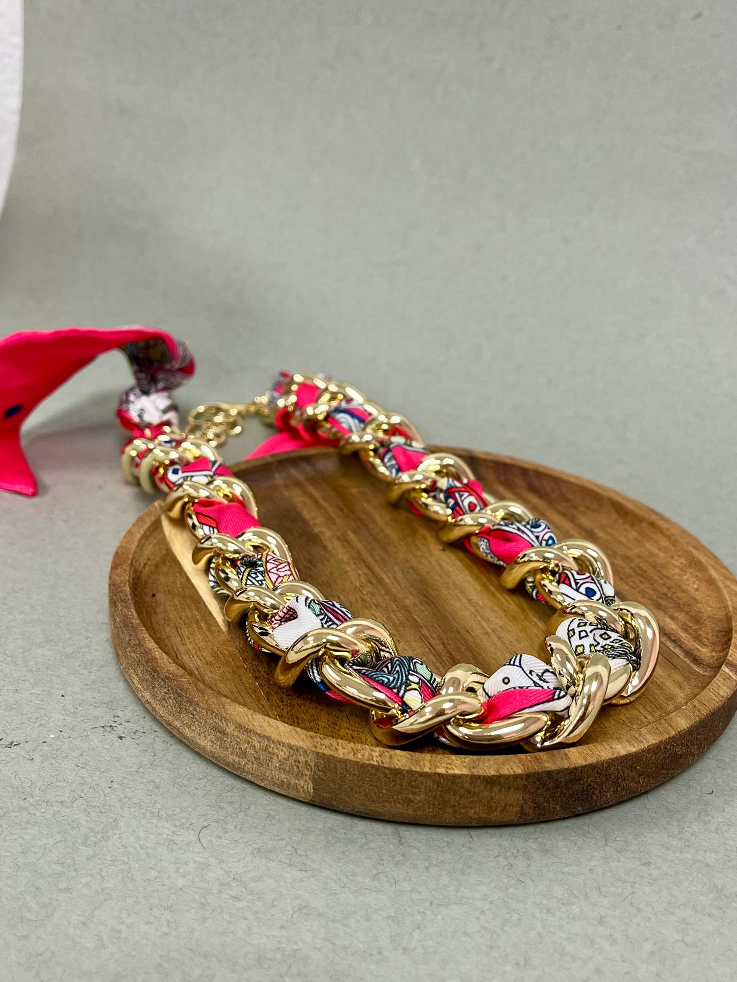 Scarf and Chain Necklace- 4 Colors