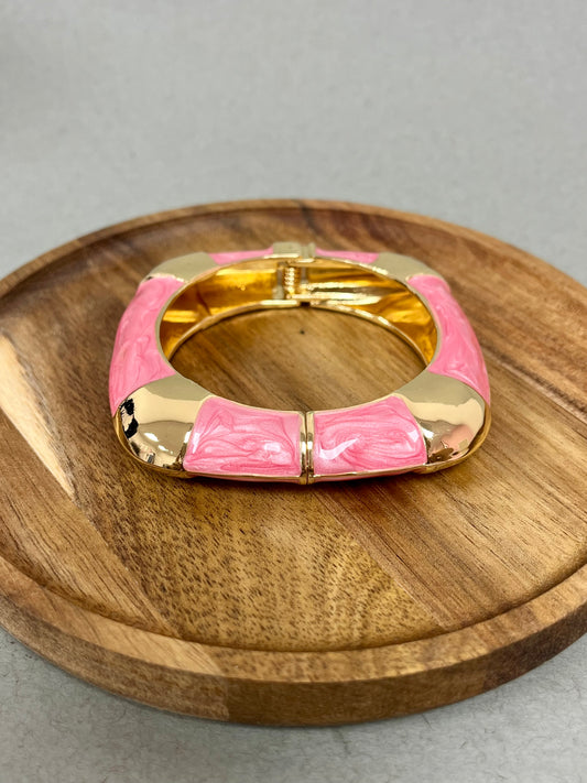 Pink & Gold Hinged Square Cuff