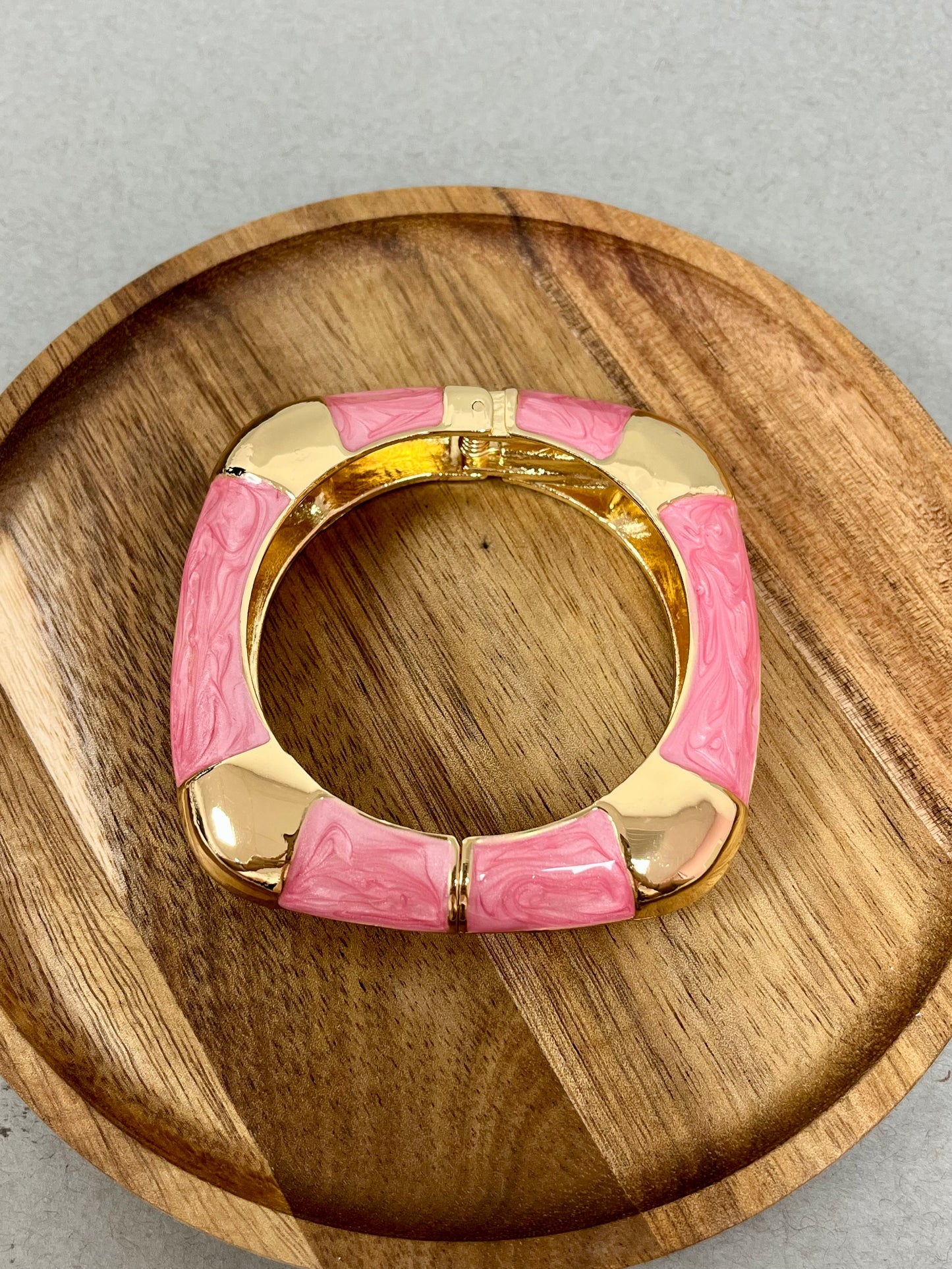 Pink & Gold Hinged Square Cuff