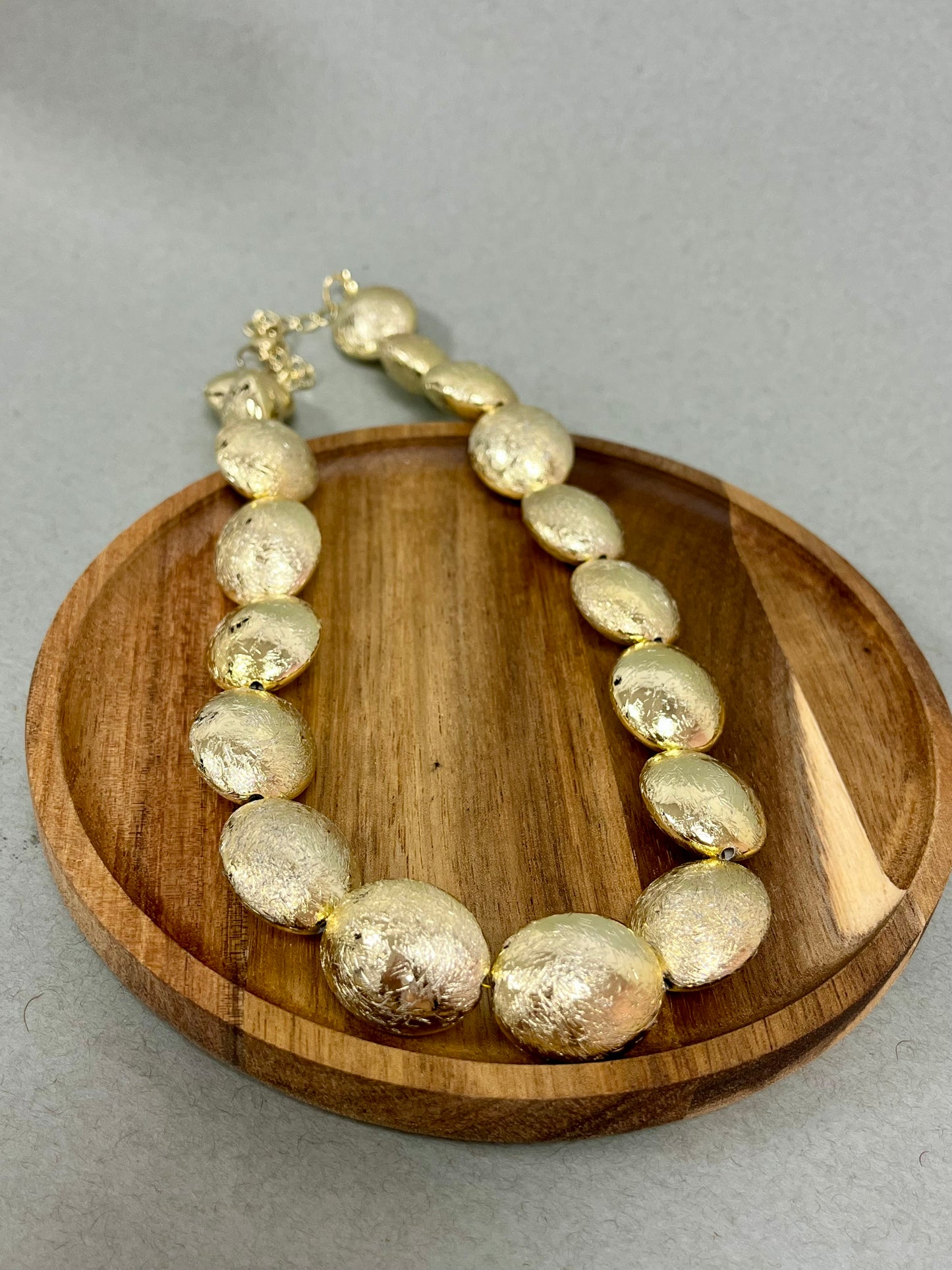 Matte Multi Flat Round Necklace (Silver and Gold)