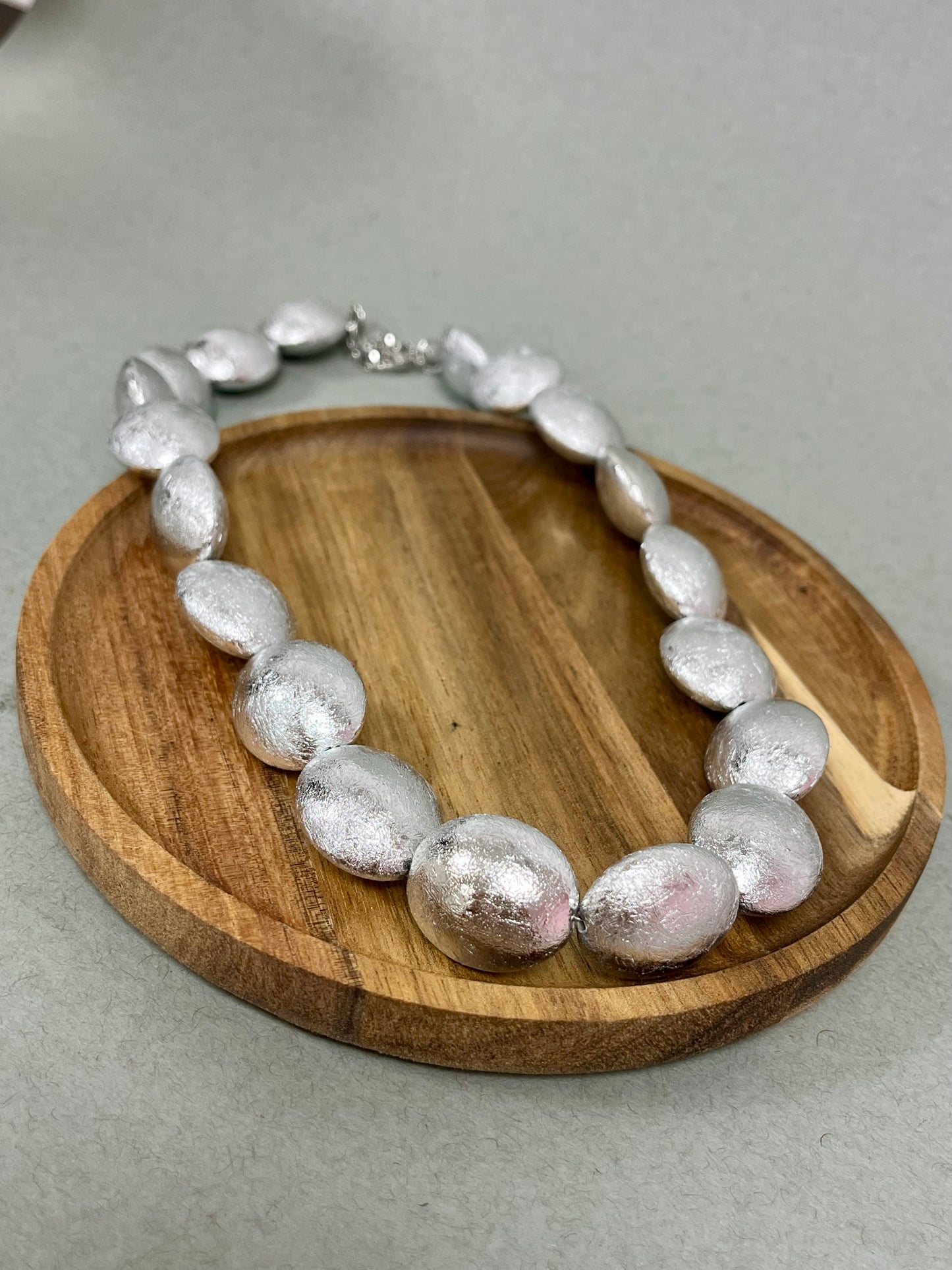 Matte Multi Flat Round Necklace (Silver and Gold)