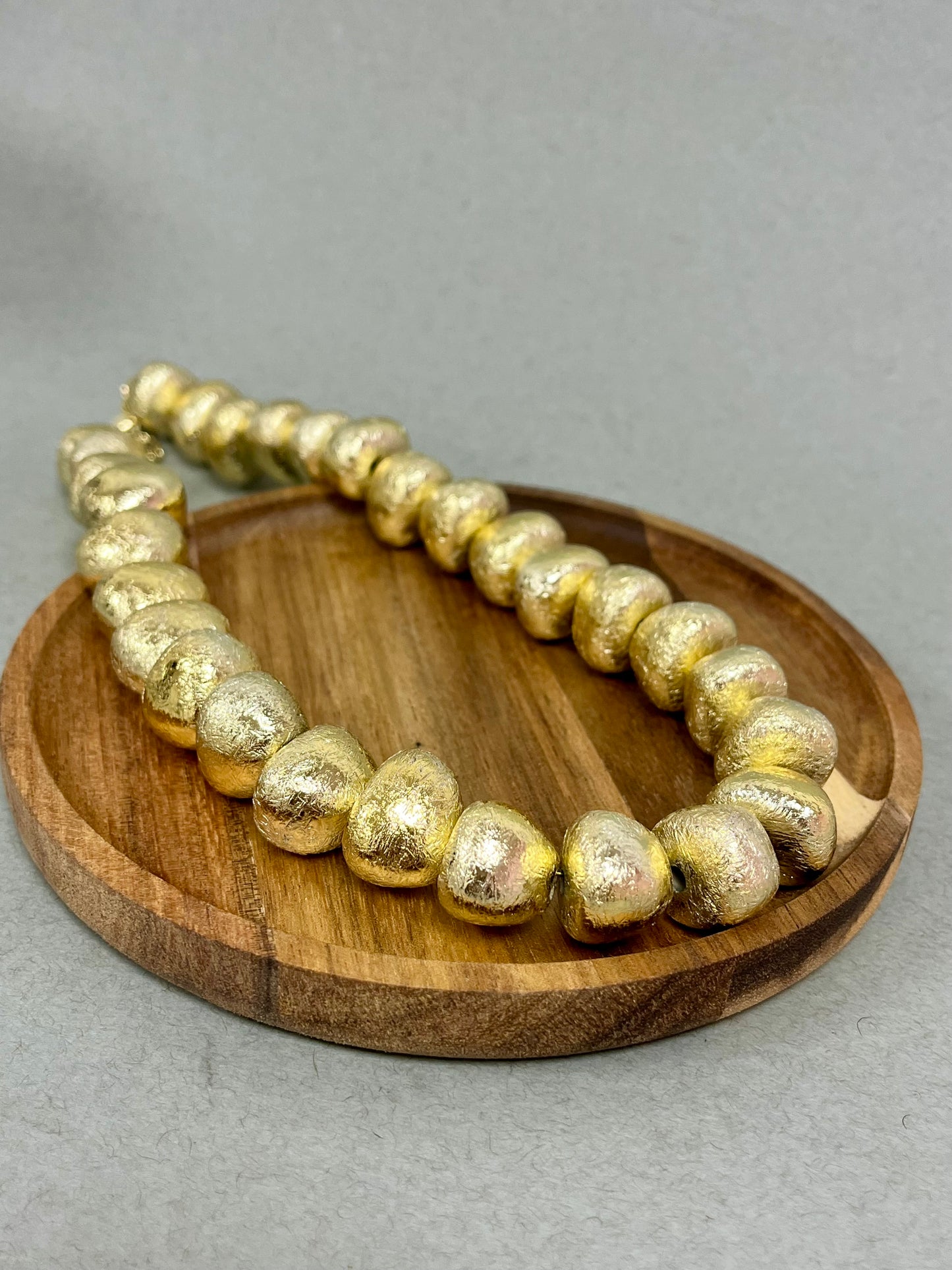 Matte Multi Textured Bead Necklace (Silver and Gold)