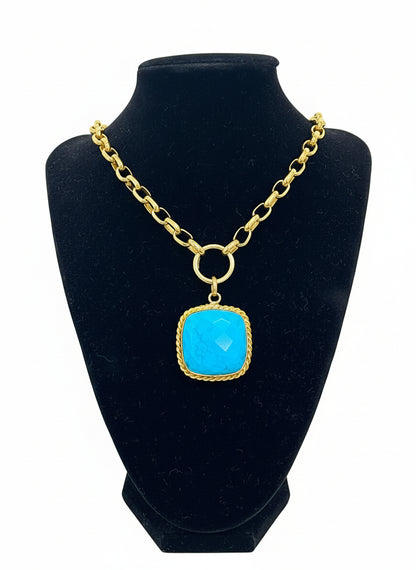 Riley Turquoise Square Pendant Necklace