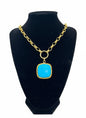 Riley Turquoise Square Pendant Necklace