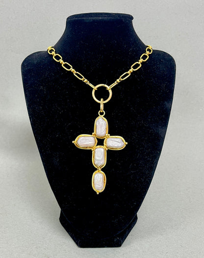 Willow Pearl Cross Pendant Necklace