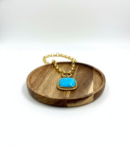 Riley Turquoise Square Pendant Necklace