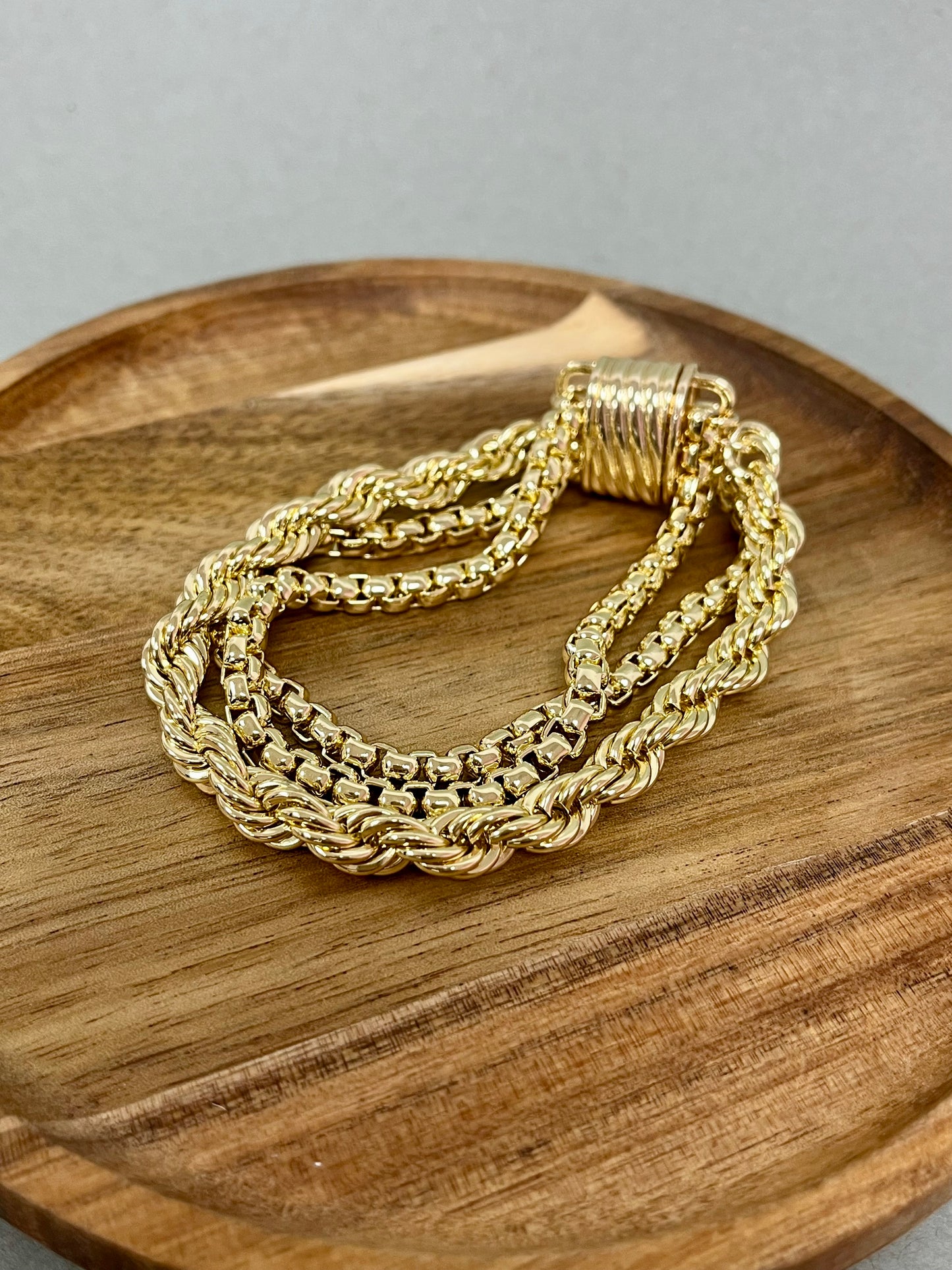 Lux 3 Strand Magnetic Gold Bracelet