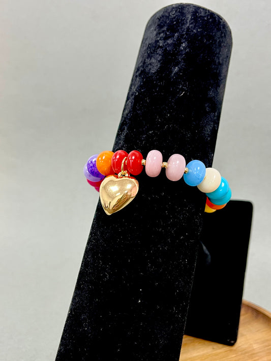 Stretchy Colored Bracelet with Heart