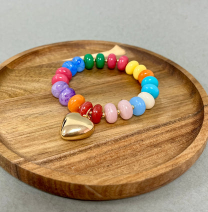 Stretchy Colored Bracelet with Heart