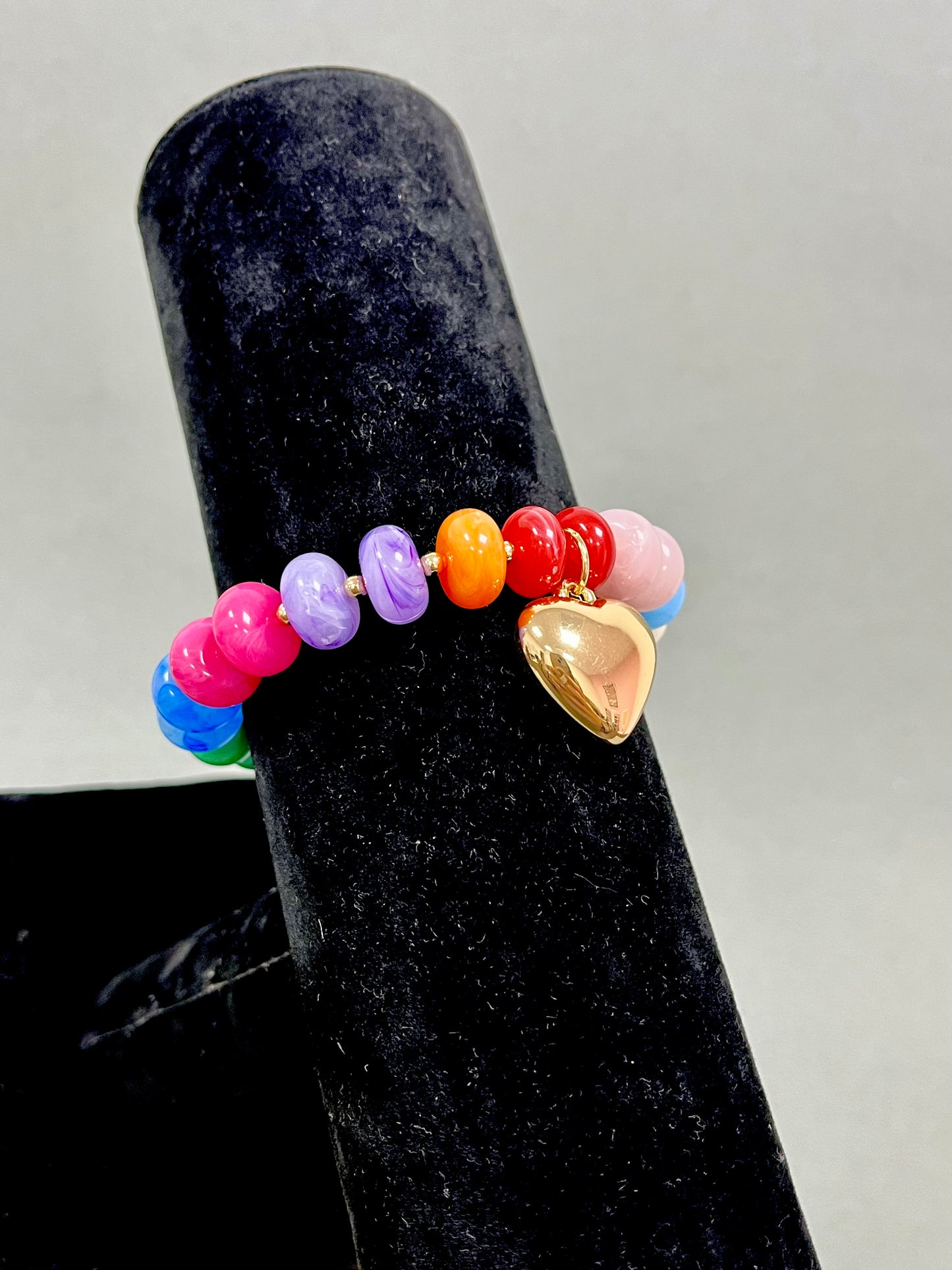 Stretchy Colored Bracelet with Heart