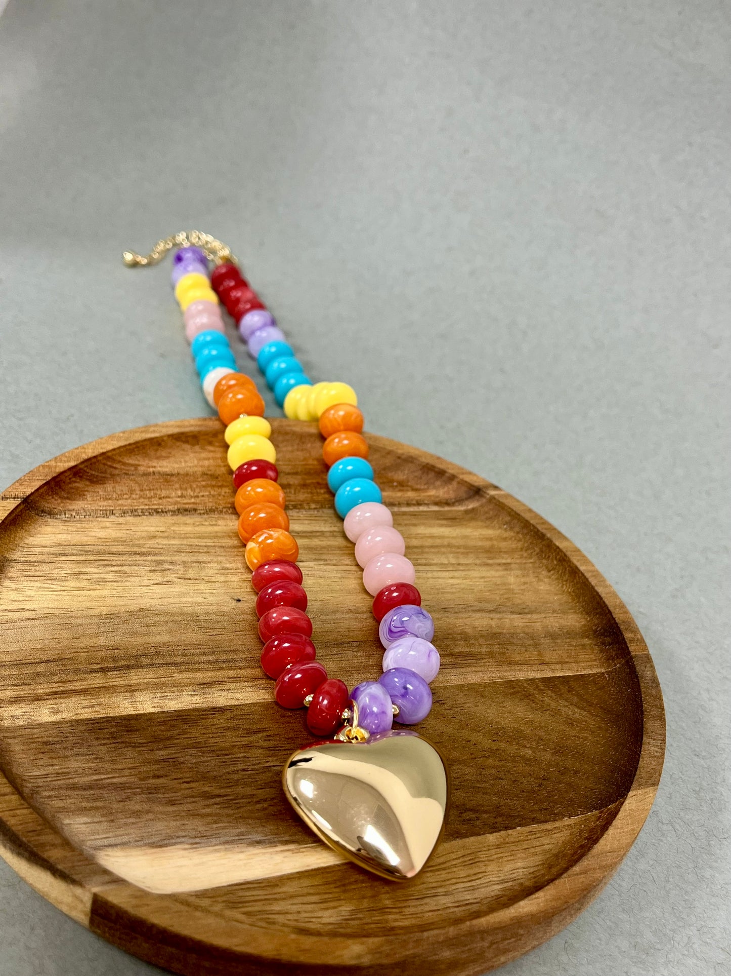 Colored Necklace with Heart Pendant