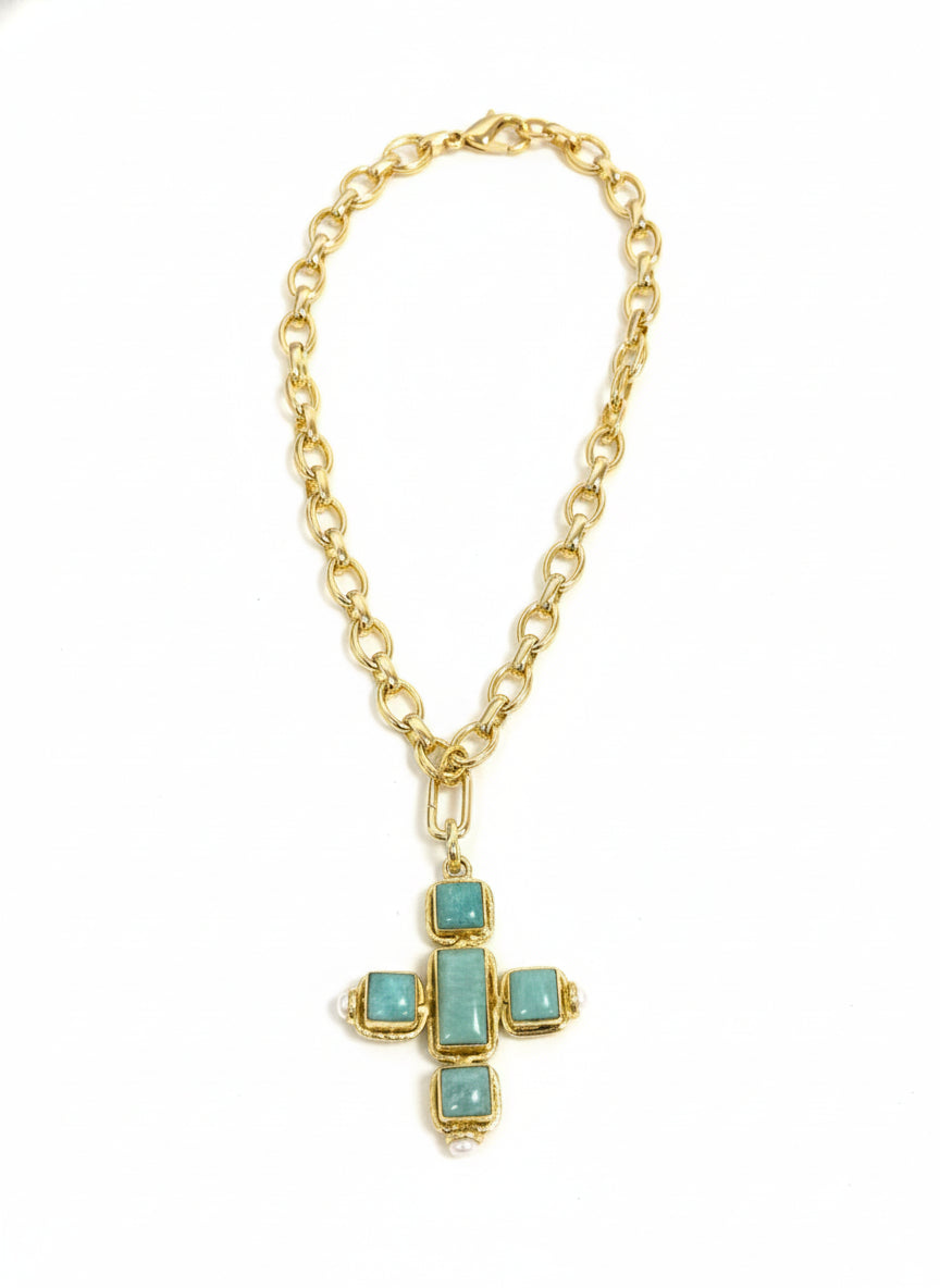 Willow Amazonite Cross Pendant Necklace