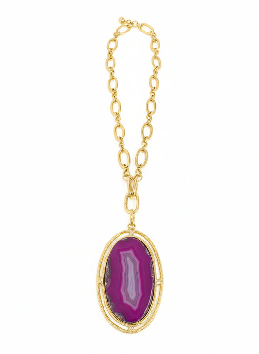 Agate Slab Pendant Pink