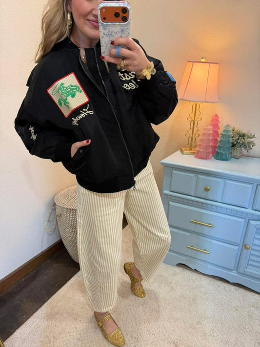 KanCan Tan Stripe Horseshoe Jeans