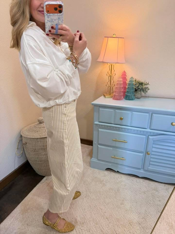 KanCan Tan Stripe Horseshoe Jeans