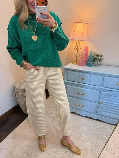 KanCan Tan Stripe Horseshoe Jeans