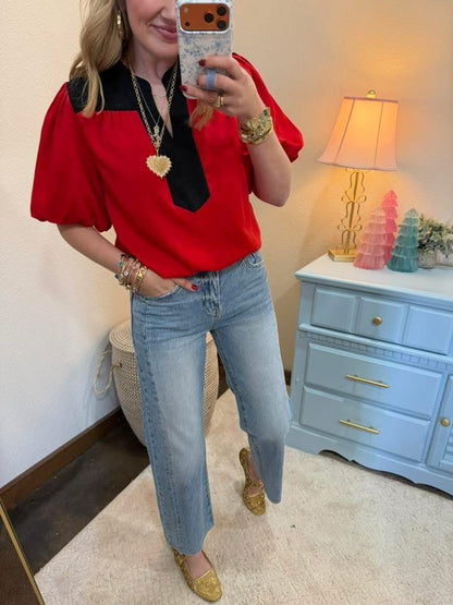 High Rise Side Panel Straight Leg Jean Medium Wash