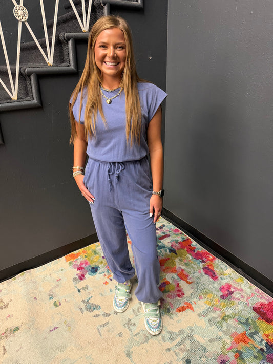 Dusty Indigo Sleeveless Jumpsuit