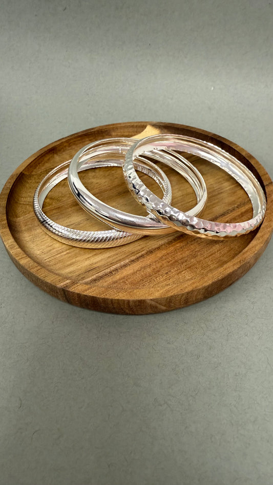 Set of 3 Multi Textured Bangles