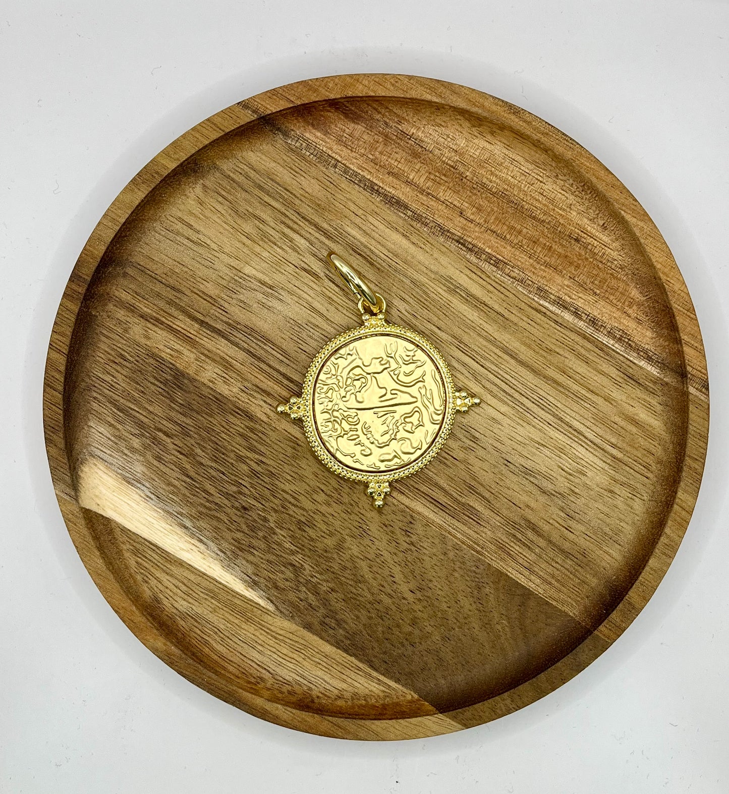 Textured Coin Charm Pendant