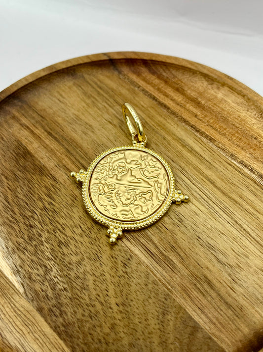 Textured Coin Charm Pendant