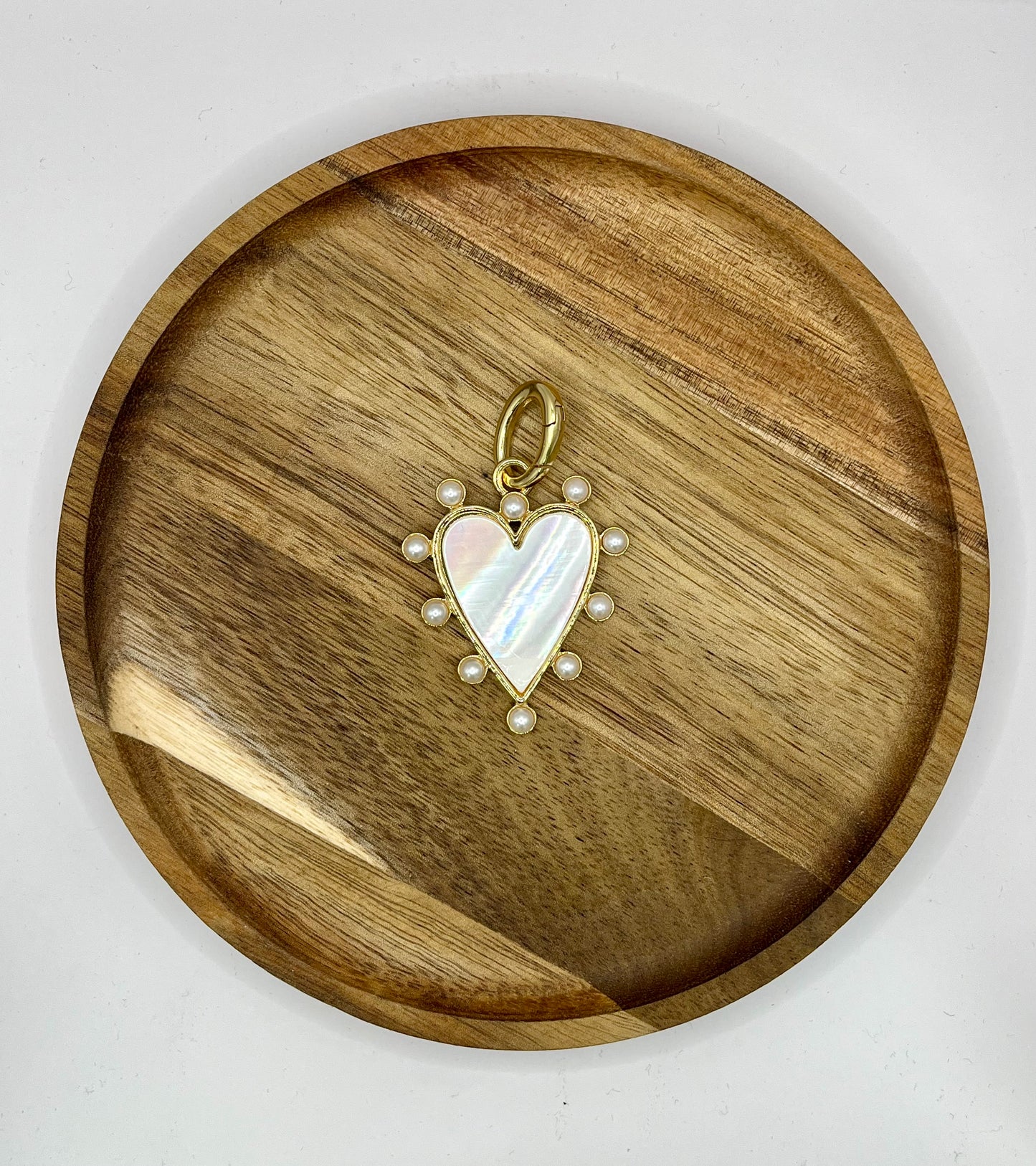 Dotted Pearl Heart Charm Pendant