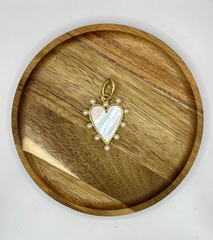 Dotted Pearl Heart Charm Pendant