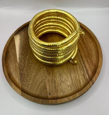 Gold 6 Row Bangle Omega Wrap Bracelet