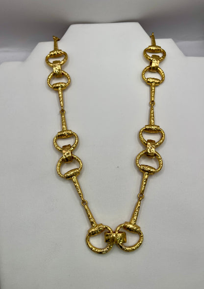 24K Vintage Horsebit Necklace (Silver and Gold)