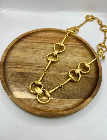 24K Vintage Horsebit Necklace (Silver and Gold)