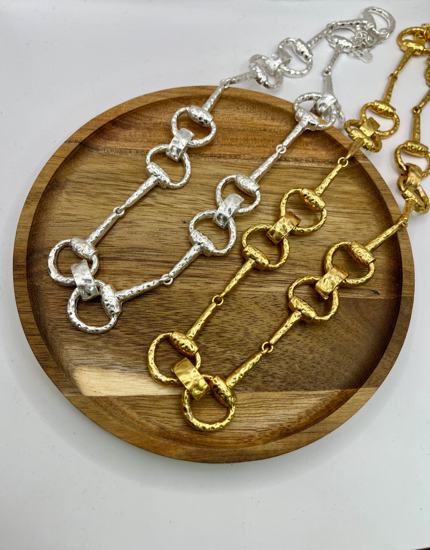 24K Vintage Horsebit Necklace (Silver and Gold)