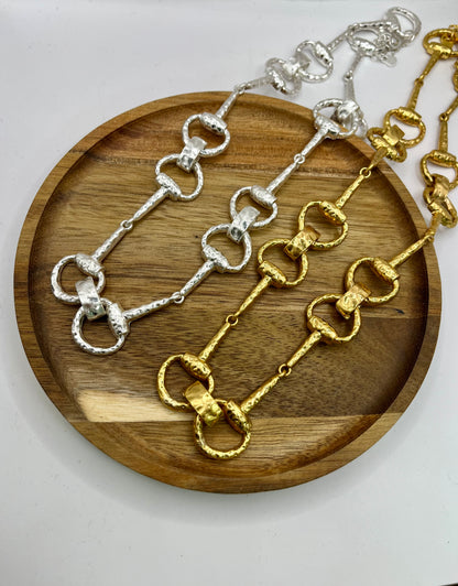 24K Vintage Horsebit Necklace (Silver and Gold)