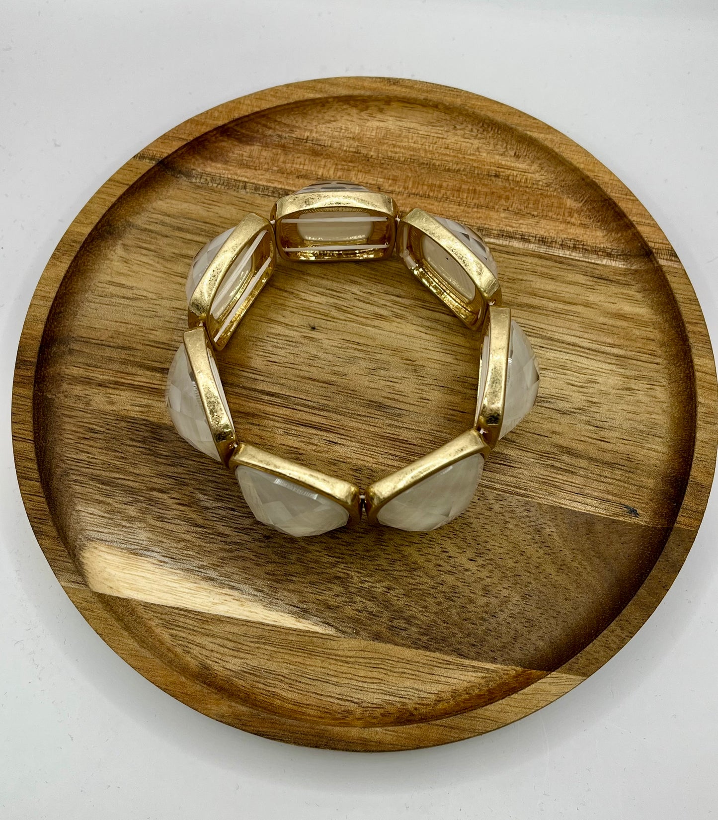 White Square Stone Statement Bracelet