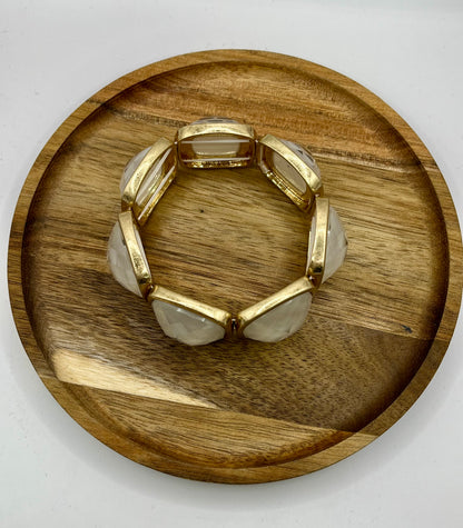White Square Stone Statement Bracelet