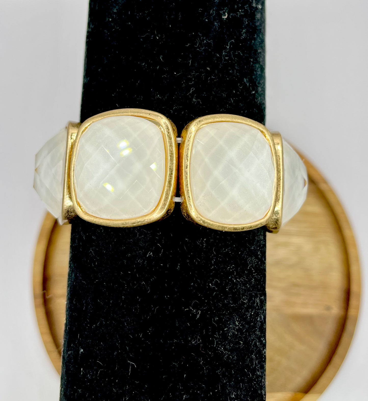 White Square Stone Statement Bracelet