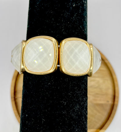 White Square Stone Statement Bracelet