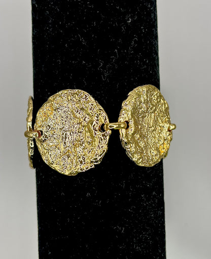Gold Hammered Flat Coin Bracelet