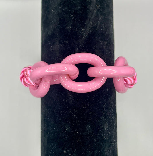 Pink Colored Coated Link Bracelet